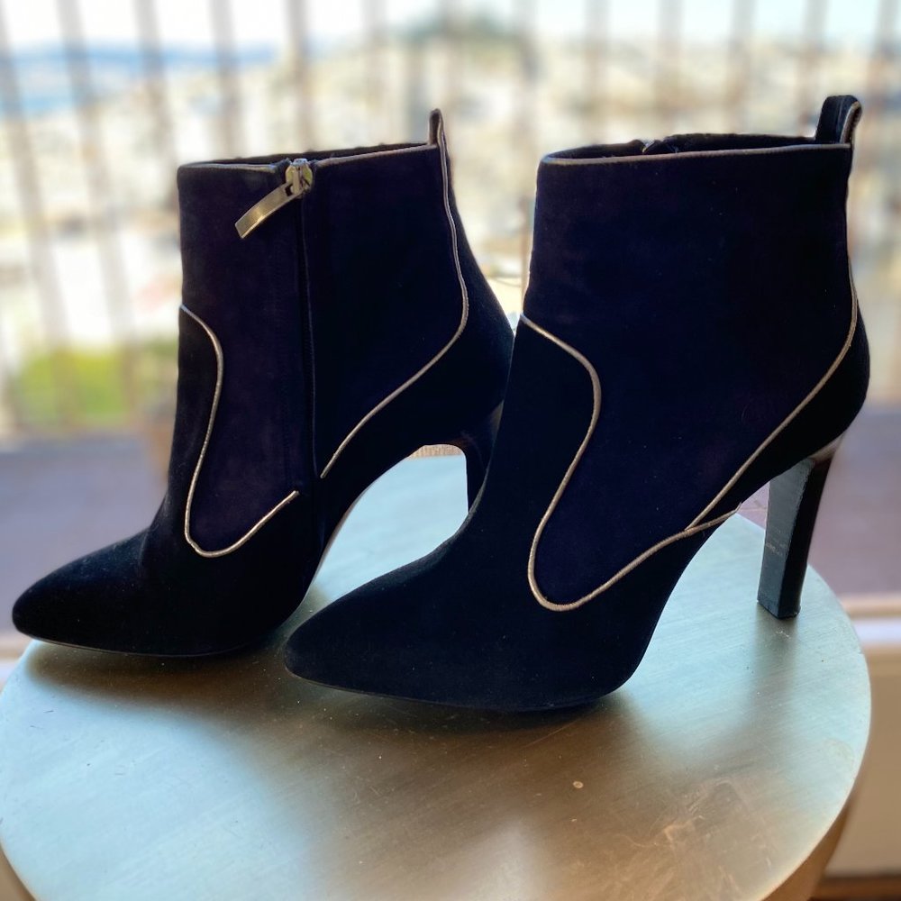 Minelli Heeled Boots Black, Navy and Silver